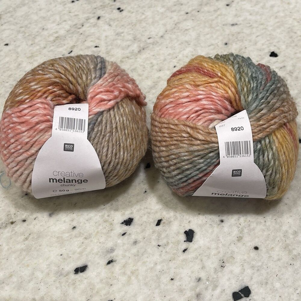 Rico Creative Melange Chunky Knitting and Crochet Yarn Lot Of 2 Wool #37 8920
